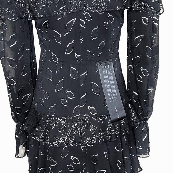 BCBG MAXAZRIA Size 4 Black Chiffon Ruffled Cocktail Mini Dress NEW WITH TAGS - Picture 11 of 16